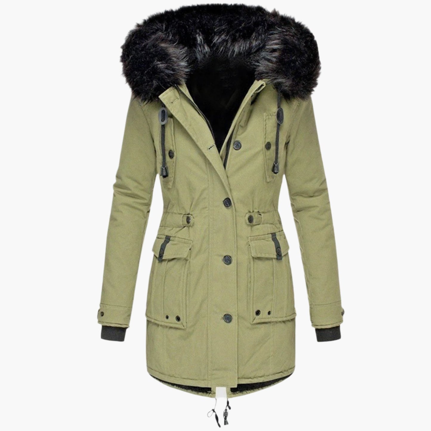 Damen Winterparka mit Kunstpelzkapuze – Eleganter Outdoor-Parka für kalte Tage
