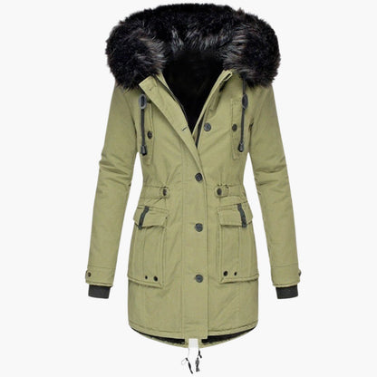 Damen Winterparka mit Kunstpelzkapuze – Eleganter Outdoor-Parka für kalte Tage