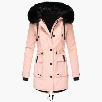 Damen Winterparka mit Kunstpelzkapuze – Eleganter Outdoor-Parka für kalte Tage