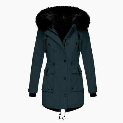 Damen Winterparka mit Kunstpelzkapuze – Eleganter Outdoor-Parka für kalte Tage