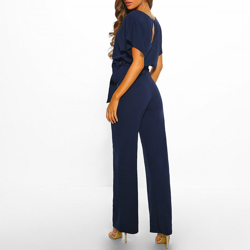 Damen Eleganter Jumpsuit mit Gürtel – Modischer Einteiler für besondere Anlässe