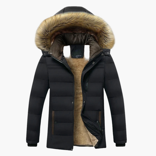 Herren Winter Parka – Wasserdichte Fleecegefütterte Jacke mit Kapuze und Kunstfellkragen für Outdoor und Alltag