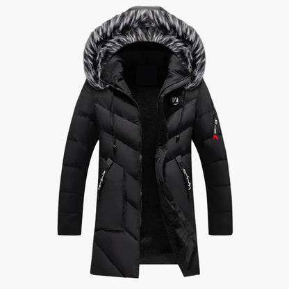 Herren Winterparka mit Kunstfellkapuze – Stilvolle lange Jacke für kalte Tage