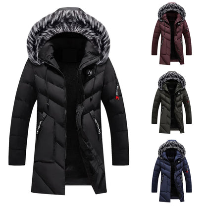 Herren Winterparka mit Kunstfellkapuze – Stilvolle lange Jacke für kalte Tage