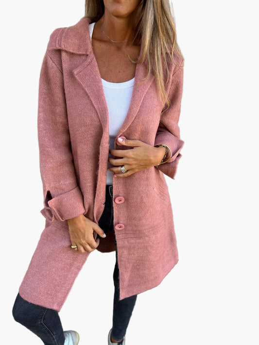 Damen Langer Casual Mantel mit Aufschlägen – Moderner Alltags- und Business-Look