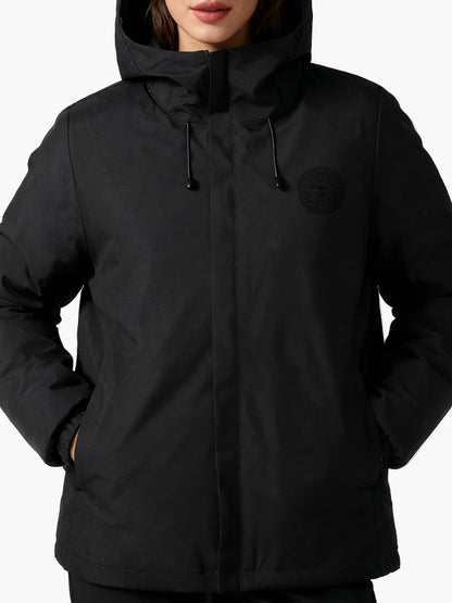 Damen Freizeit Winterjacke mit Kapuze und geometrischem Print – Stilvolle Alltagsjacke für kalte Tage