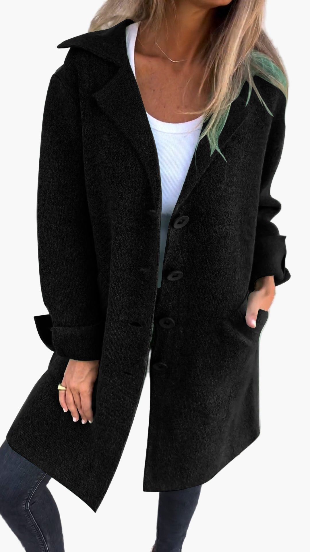 Damen Langer Casual Mantel mit Aufschlägen – Moderner Alltags- und Business-Look