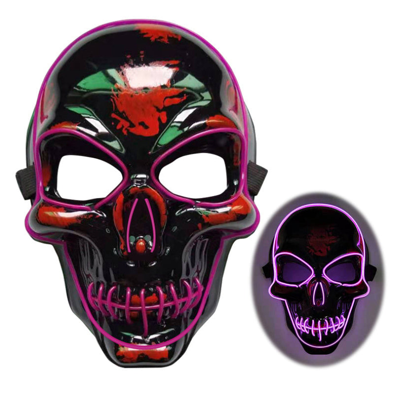 Halloween LED Leuchtende Totenkopfmaske für Erwachsene – Perfekte Grusel-Kostümmaske für Party & Deko