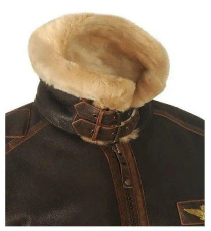 Herren Vintage Fliegerjacke mit Fellkragen – Klassische Winter Veganlederjacke für stilvolle Outdoor-Abenteuer