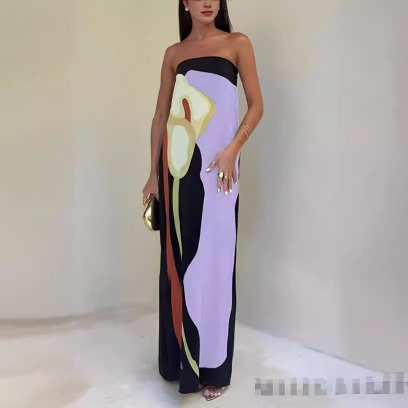 Jane – Modisches Avocado-Print Tube Top Kleid