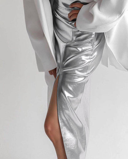 Giulia - Kunstlederrock mit modernem Metallic Look