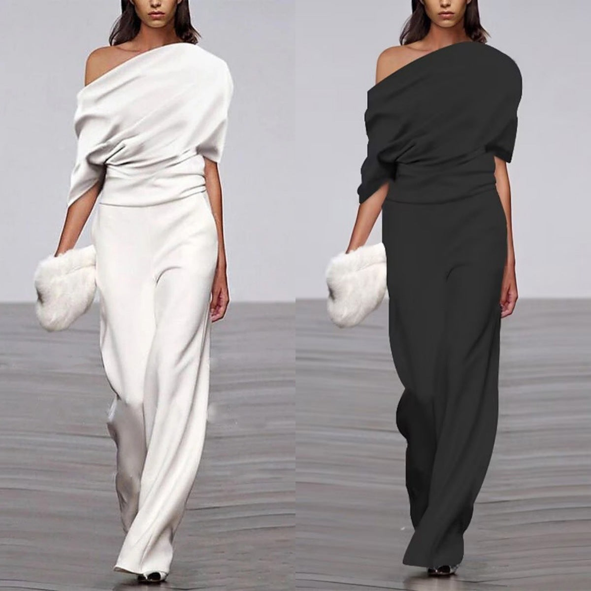 Emily – Off-Shoulder Jumpsuit in Einfarbigem Design