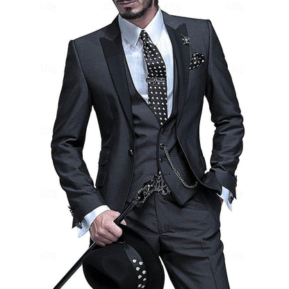 Herren 3-teiliges Slim-Fit Anzugset mit Weste – Eleganter Hochzeits- & Galaanzug