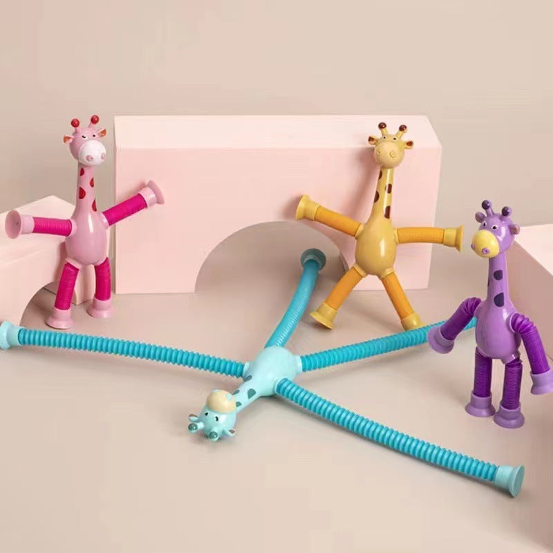 Baby Spielzeug Giraffe mit Saugnapf und Teleskoparmen – Motorikspielzeug für Jungen und Mädchen, Stressabbau & Lernspaß