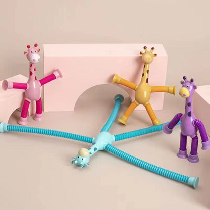 Baby Spielzeug Giraffe mit Saugnapf und Teleskoparmen – Motorikspielzeug für Jungen und Mädchen, Stressabbau & Lernspaß