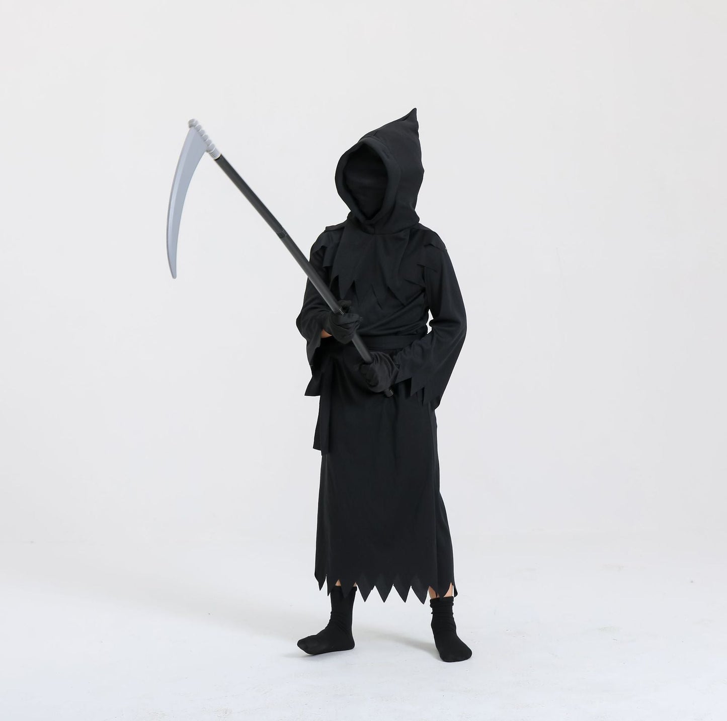 Halloween Kinder Grim Reaper Kostüm mit Sense – Unisex Gruseliges Kostüm für Halloween Partys & Trick-or-Treat