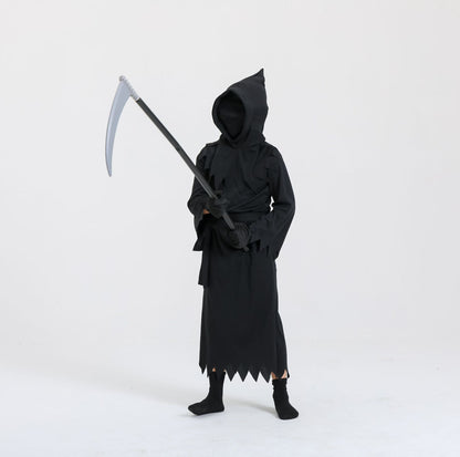 Halloween Kinder Grim Reaper Kostüm mit Sense – Unisex Gruseliges Kostüm für Halloween Partys & Trick-or-Treat