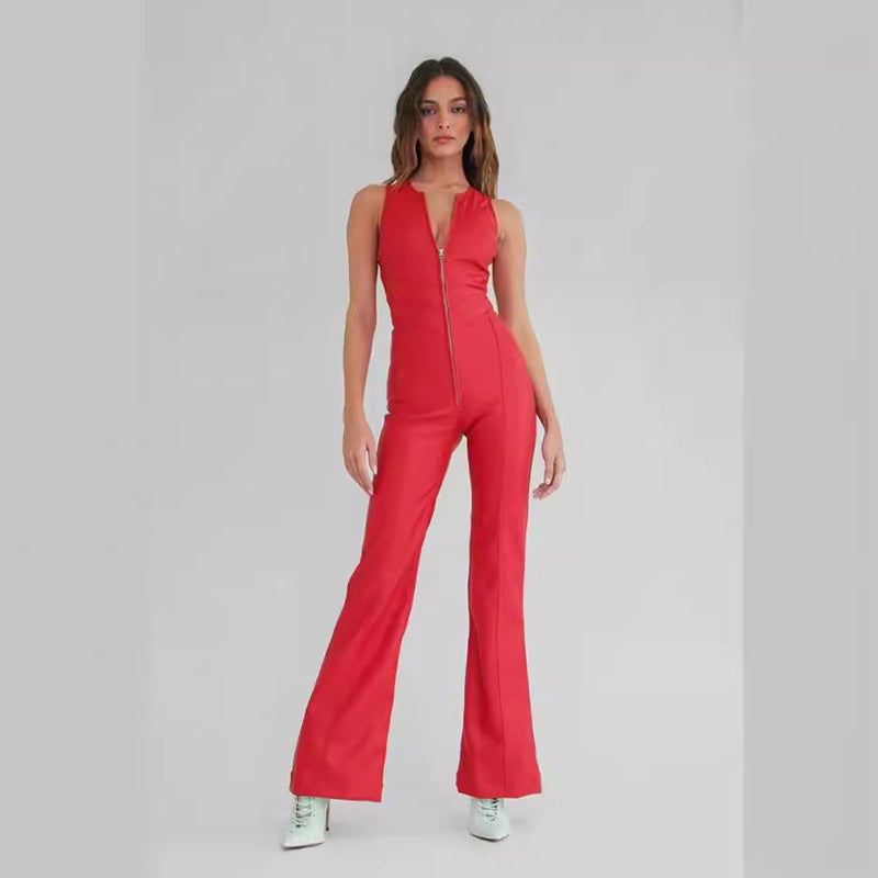 Angela – Herzförmiger Rückenfreier Denim-Jumpsuit mit Retro-Stil