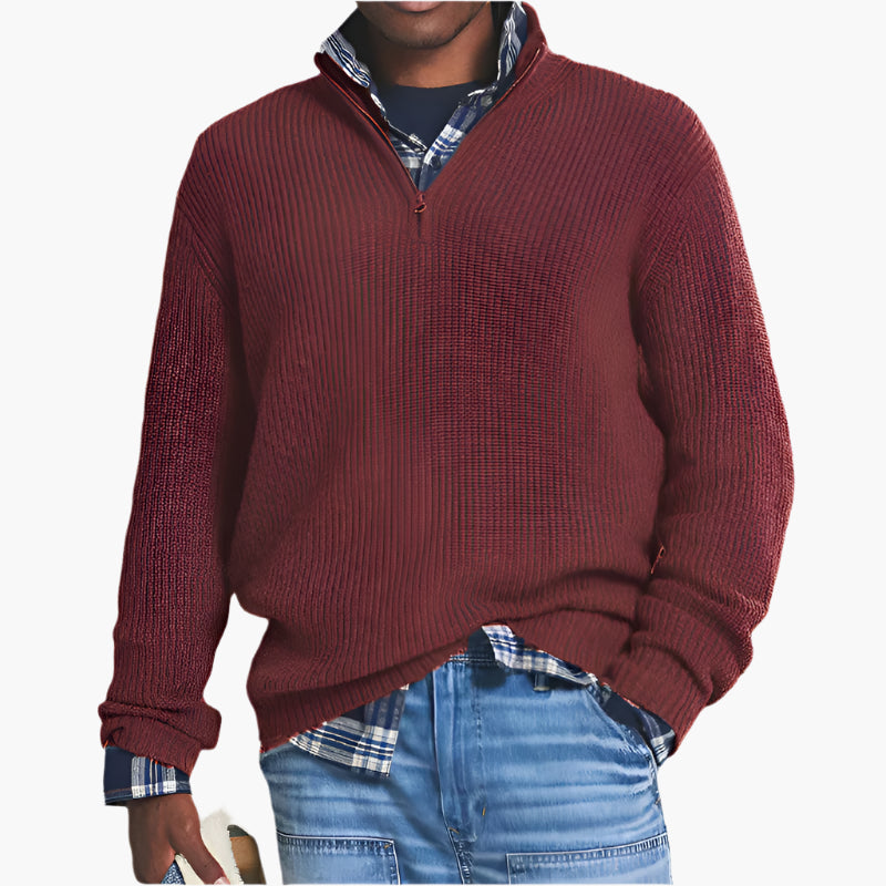 Herren Strickpullover mit Reißverschluss – Business Casual Freizeitpullover