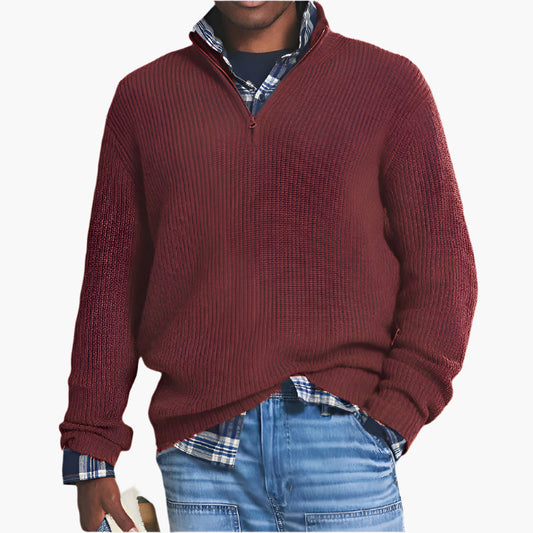 Herren Strickpullover mit Reißverschluss – Business Casual Freizeitpullover