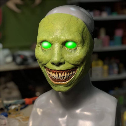 Halloween Dämonenmaske mit weißen Augen – Unisex Latex Gruselmaske für Kostüm & Party
