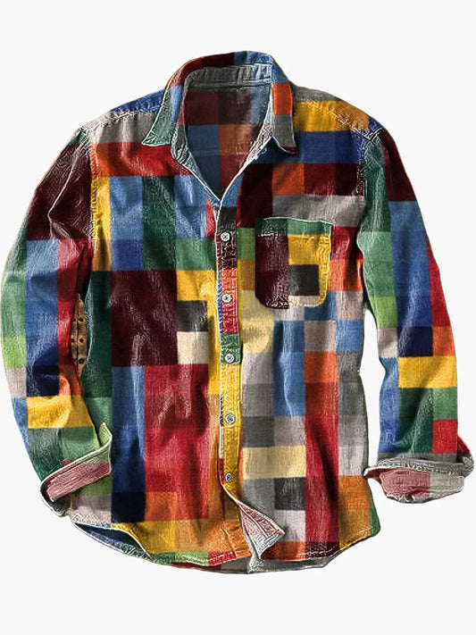 Herren Unisex Vintage Karohemd – Modernes Freizeit-Hemd im Retro-Stil für Alltag und Urlaub