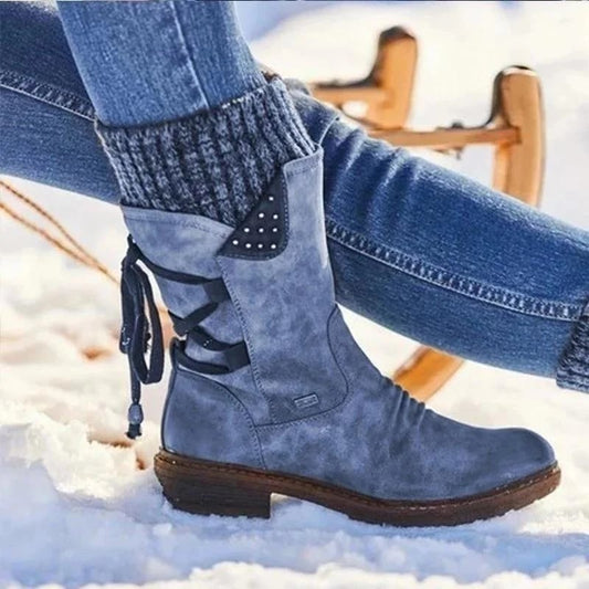 Damen Winterstiefel Vintage Stil – Warme, Bequeme und Rutschfeste Alltagsschuhe für Freizeit & Arbeit