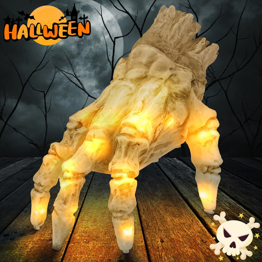 Halloween Deko Elektrische Leuchtende Zombiehand – Gruselige Sound- und Bewegungs-Hand für Partys & Garten