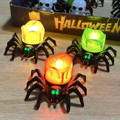 Halloween Spinnen-Kerzenlampe für Deko & Party – Gruselige LED Tischleuchte für Halloween