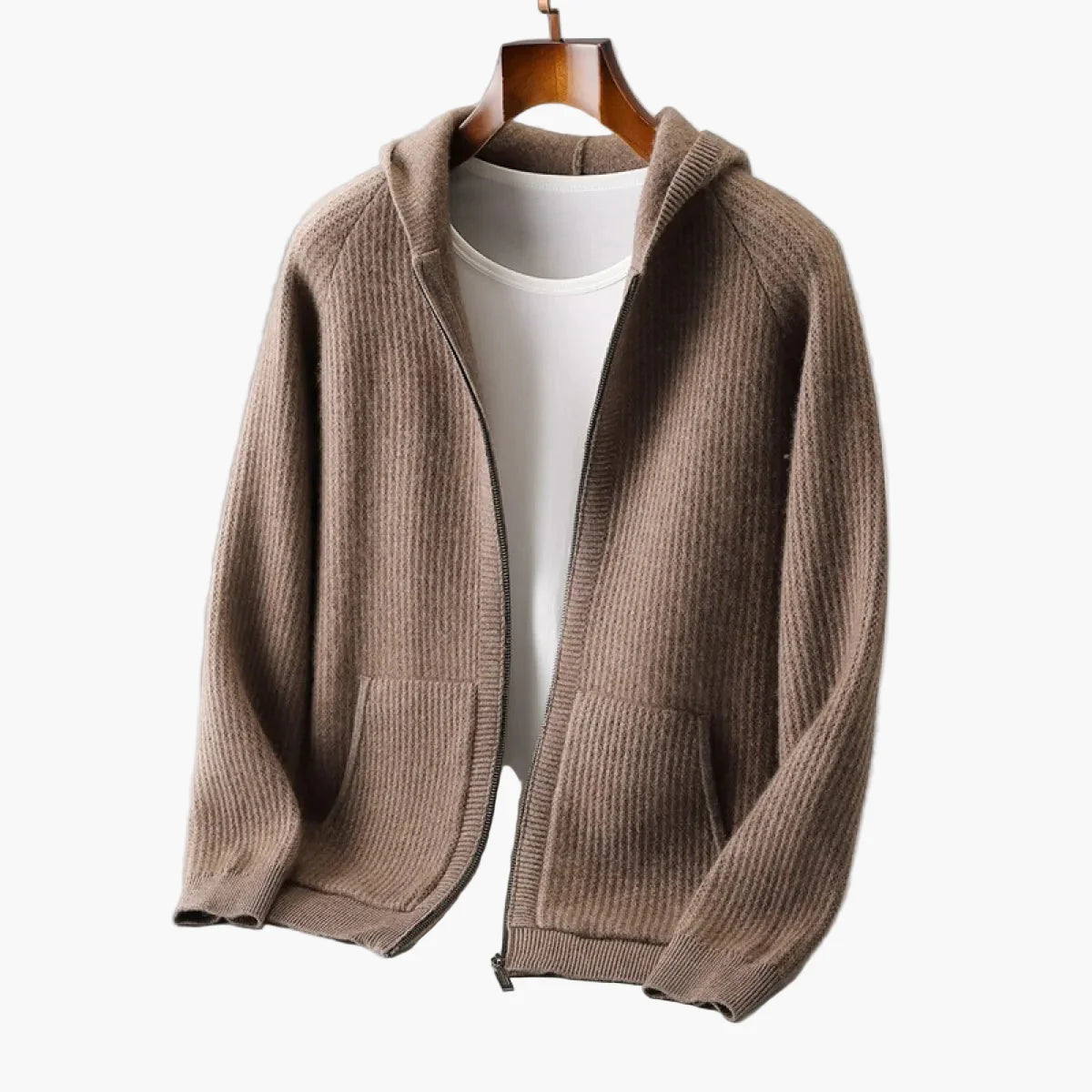 Herren Premium Hoodie Strickjacke – Stilvoller Kapuzenpullover für Alltag und Freizeit