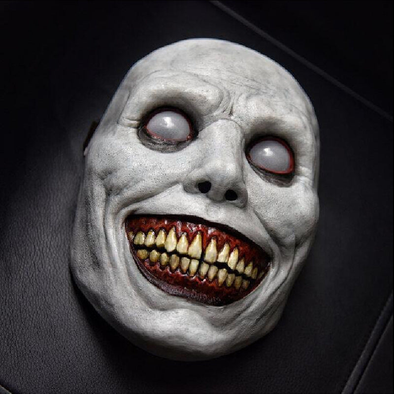 Halloween Dämonenmaske mit weißen Augen – Unisex Latex Gruselmaske für Kostüm & Party