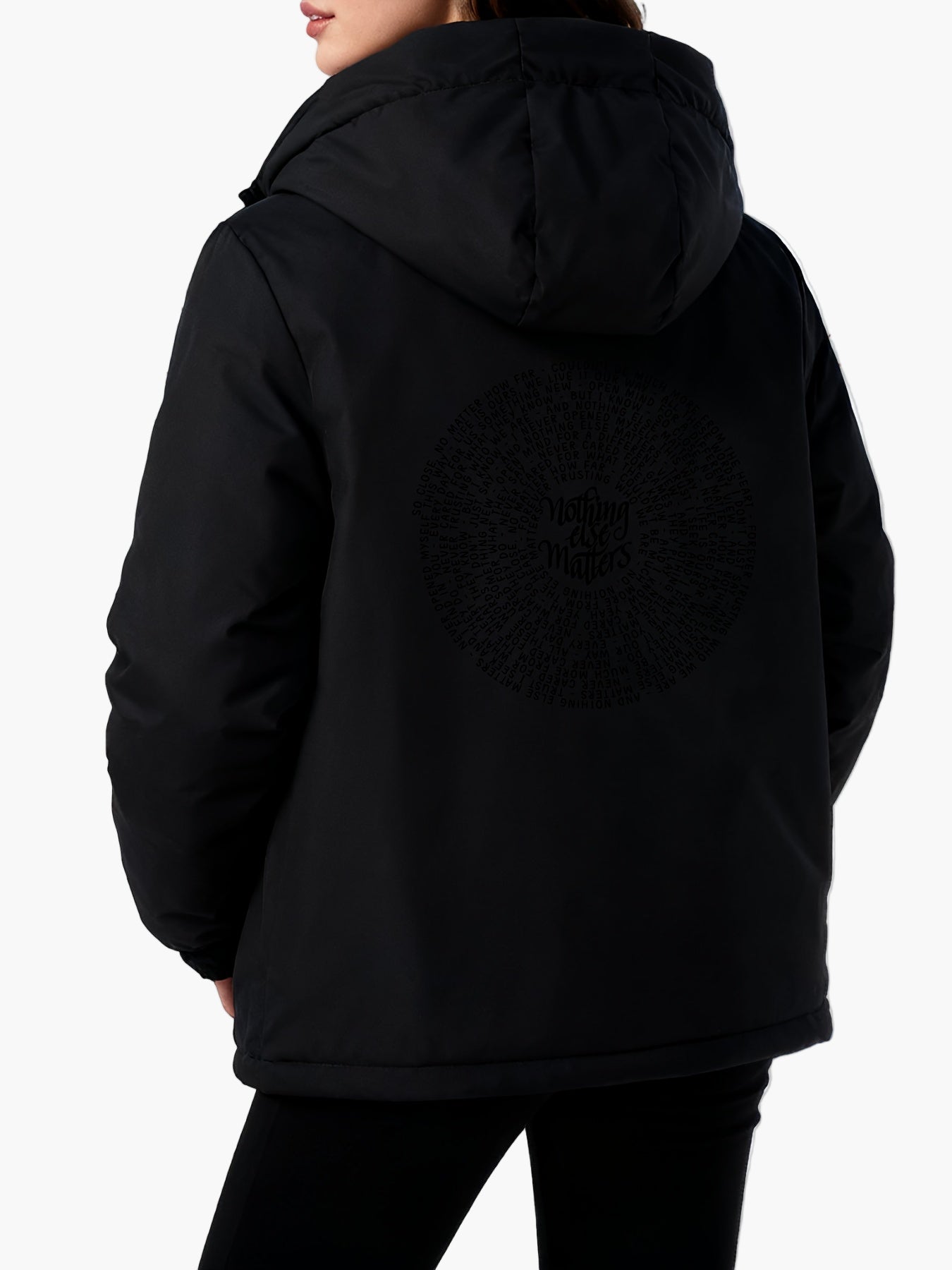 Damen Freizeit Winterjacke mit Kapuze und geometrischem Print – Stilvolle Alltagsjacke für kalte Tage