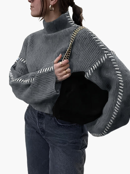 Damen Strickpullover im modernen Oversize-Design mit High Neck – Streetstyle Herbst/Winter