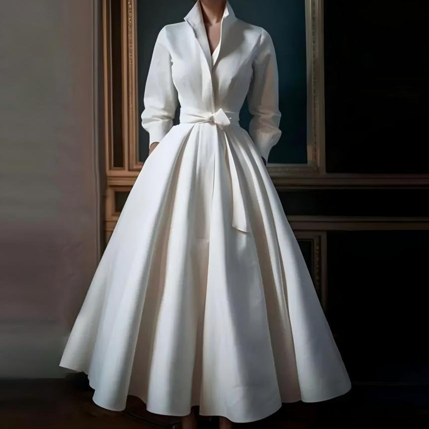 Elegantes Blusenkleid für Damen – zeitloses Swing Dress im Midi-Look, perfekt als Abendkleid oder Cocktailkleid