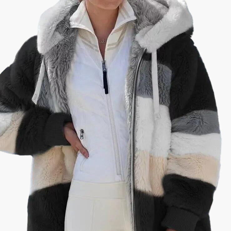Damen Winterjacke mit Kapuze und Reißverschluss – Kuscheliger Freizeitmantel für kalte Tage