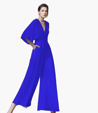 Damen Jumpsuit Elegant mit Weiten Beinen und Schmetterlingsärmeln – Perfekt für Feste und besondere Anlässe