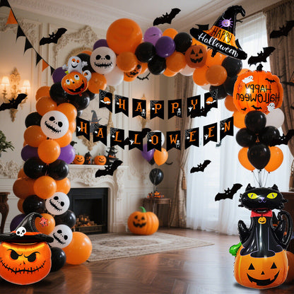 Halloween Ballon-Dekorationsset für Party & Raumdekoration – Spukige Deko für Halloween-Feste