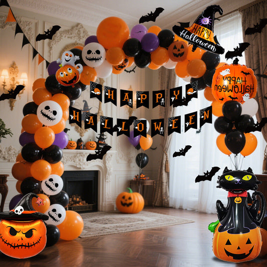 Halloween Ballon-Dekorationsset für Party & Raumdekoration – Spukige Deko für Halloween-Feste