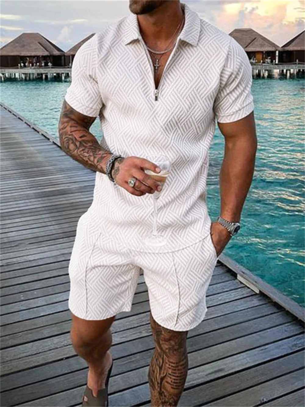 Garry – Sommer Herren Shorts Anzug mit Kurzarm