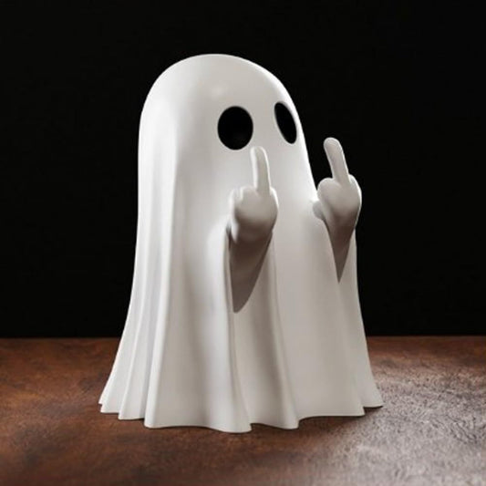 Halloween Dekofigur Geist mit Mittelfinger – Lustige Gruseldeko für Halloween-Partys