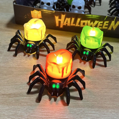 Halloween Spinnen-Kerzenlampe für Deko & Party – Gruselige LED Tischleuchte für Halloween