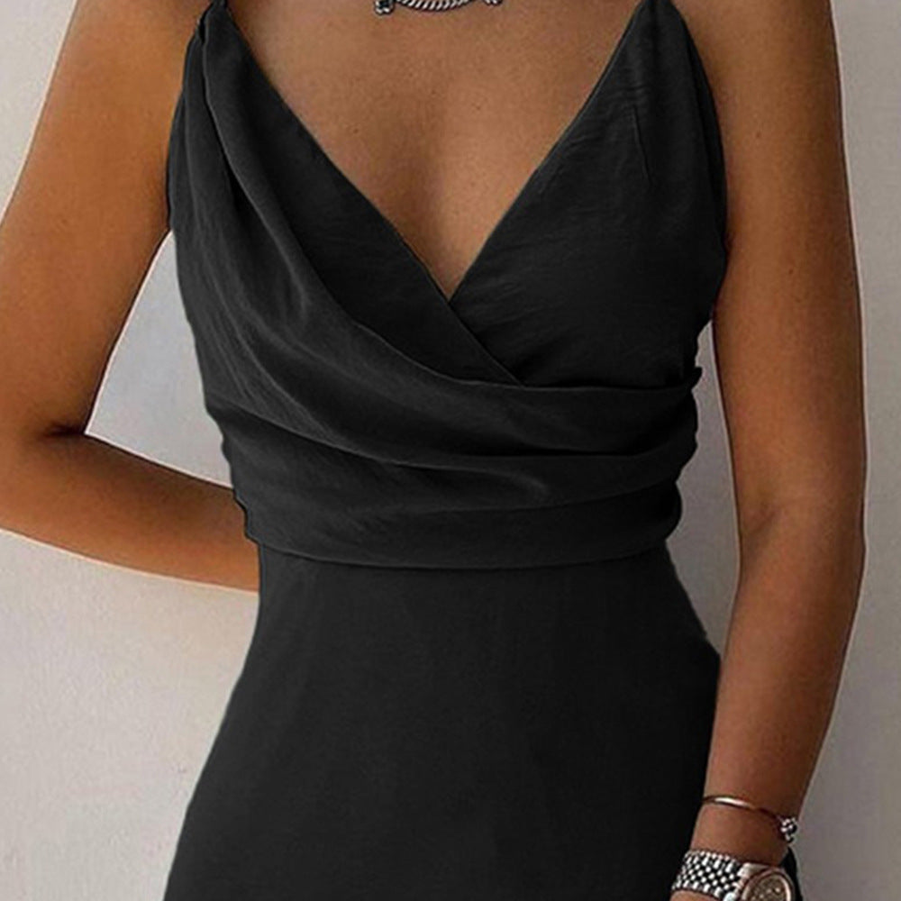 Elegantes Damen-Abendkleid mit Wickelausschnitt und Schlitz