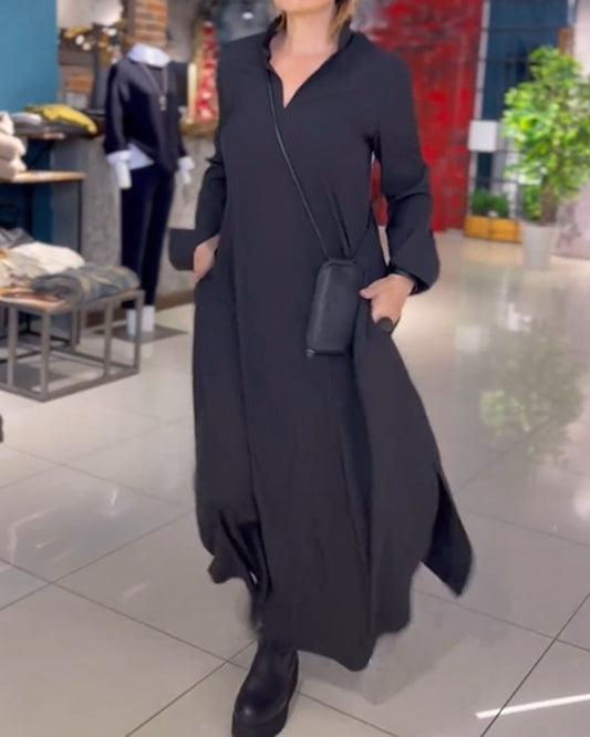 Damen Maxikleid Locker Elegant mit Split für Alltag und besondere Anlässe