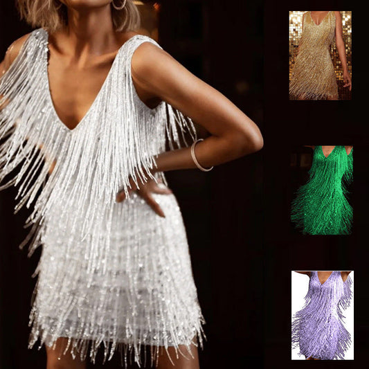 Glamouröses Damen-Fransen-Minikleid im Party-Stil für besondere Anlässe