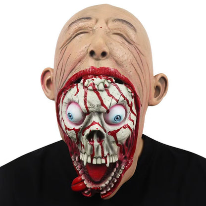 Halloween Latex Horrormaske für Erwachsene – Big Mouth Zombie Monster Kostümmaske