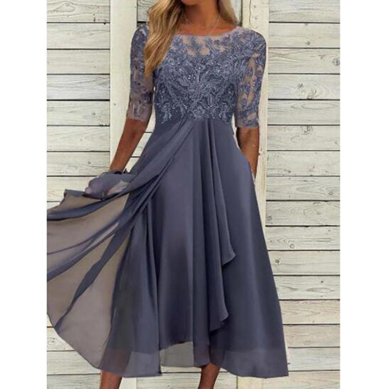 Elegantes Damen Abendkleid mit floraler Spitze