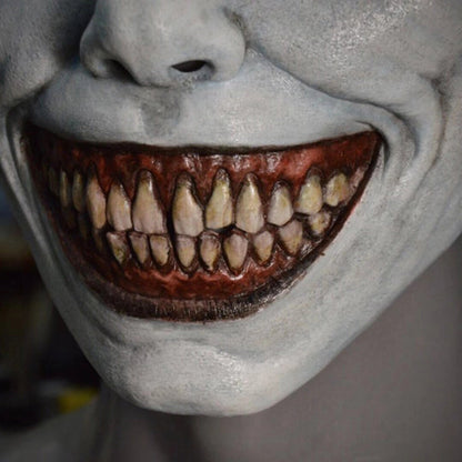 Halloween Dämonenmaske mit weißen Augen – Unisex Latex Gruselmaske für Kostüm & Party