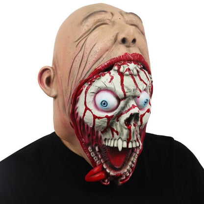 Halloween Latex Horrormaske für Erwachsene – Big Mouth Zombie Monster Kostümmaske