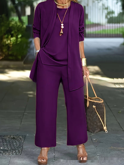 Donna – Temperament Anzug mit Weitem Bein und Ausgestelltem Cardigan