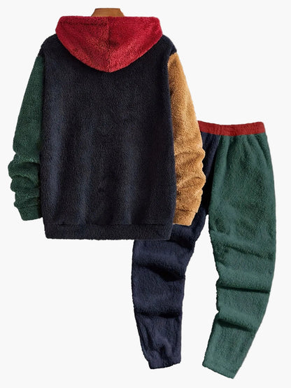 Herren Fleece Zwei­tei­li­ges Set Kapuzen­pullover & Jogginghose – Lässiger Winter Freizeitanzug